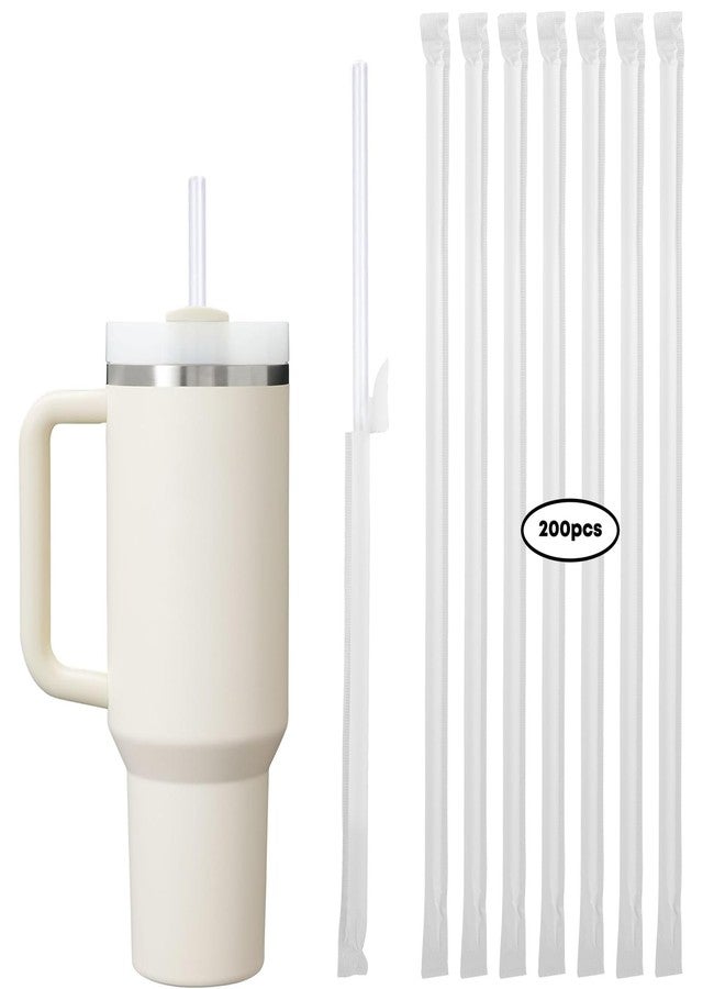 Haundry 200PCS Clear Disposable Straws for 40 OZ Tumbler, 12in Extra Long Straws Disposable for Stanley Cup 30 Oz 40 Oz Tumbler, Straw Individually Wrapped (Transparent) - Image 1
